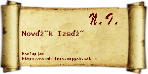 Novák Izsó névjegykártya